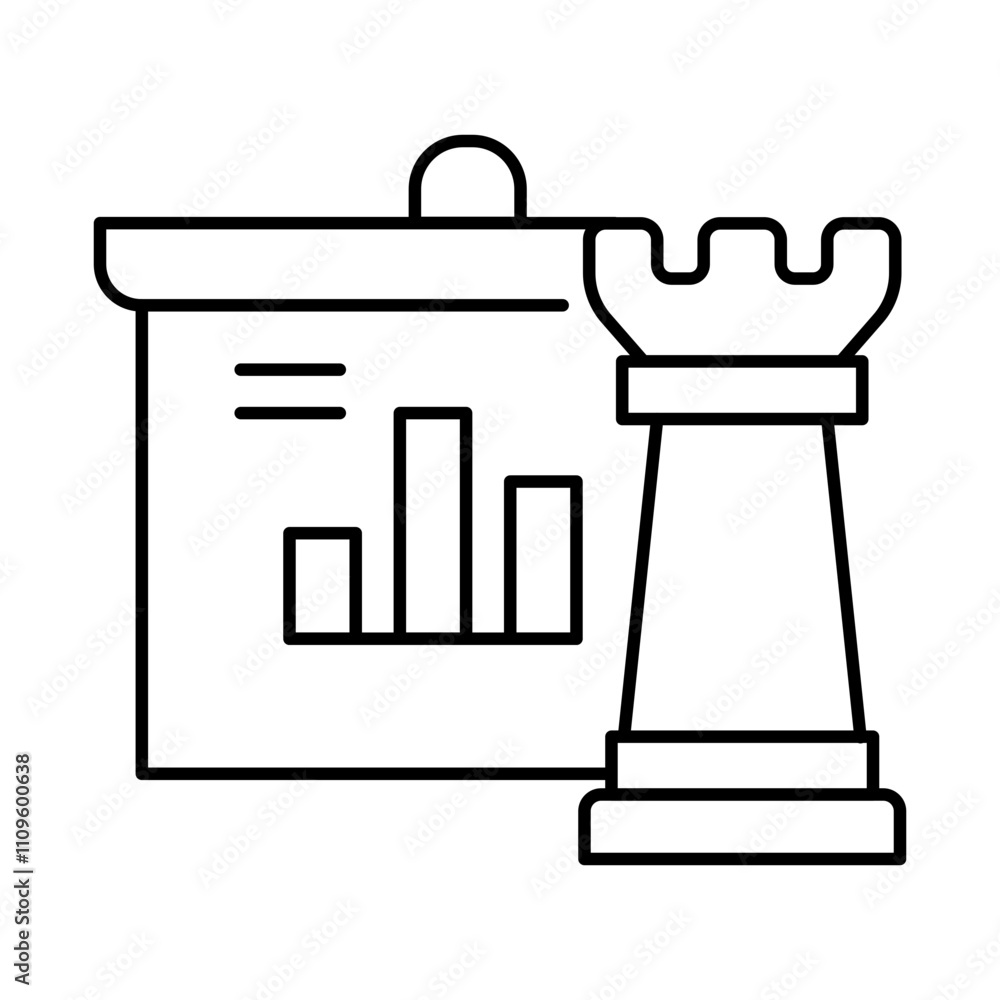 Obraz premium Data Strategy – Chessboard with Graph Representing Planning and Data Utilization