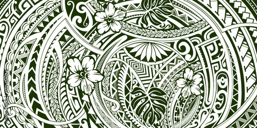 Polynesian style ornament for tribal tattoo design or fabric prints
