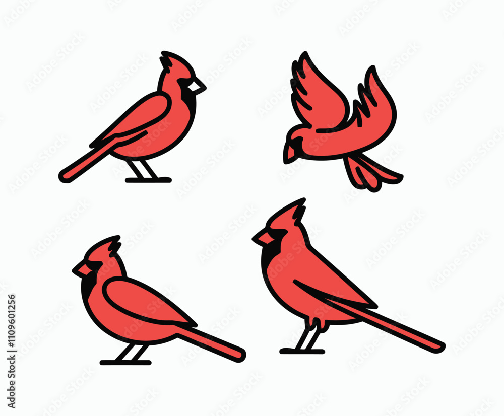 Fototapeta premium Abstract Cardinals Silhouette Vector Template