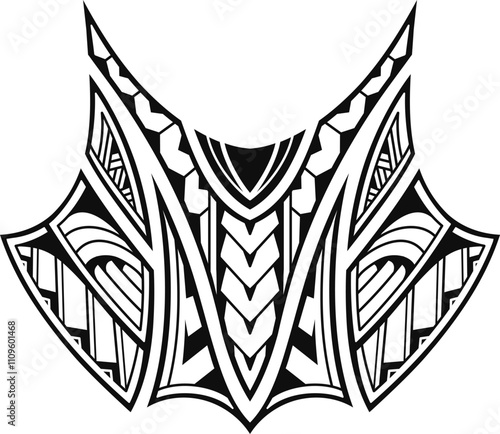 Polynesian style tattoo for throat area