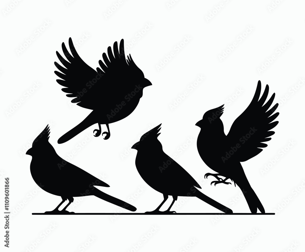 Fototapeta premium Artistic Unique Cardinals Silhouette EPS Vector Template