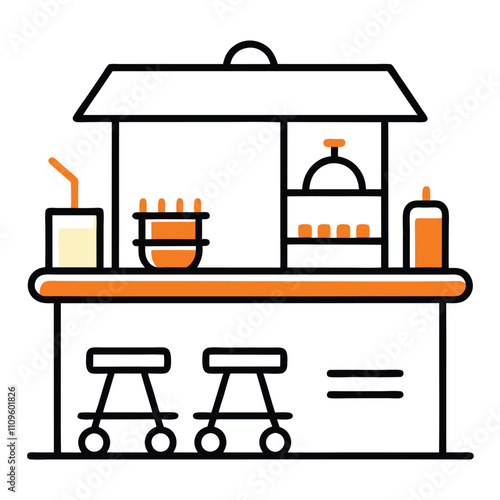 Wooden Kitchen Cart Vector Illustration.