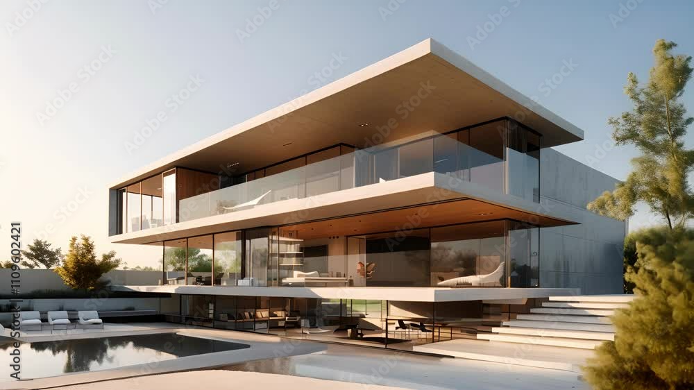 Modern Architecture House with Swimming Pool and Landscaping Modern Architecture House with Swimming Pool and Landscaping
