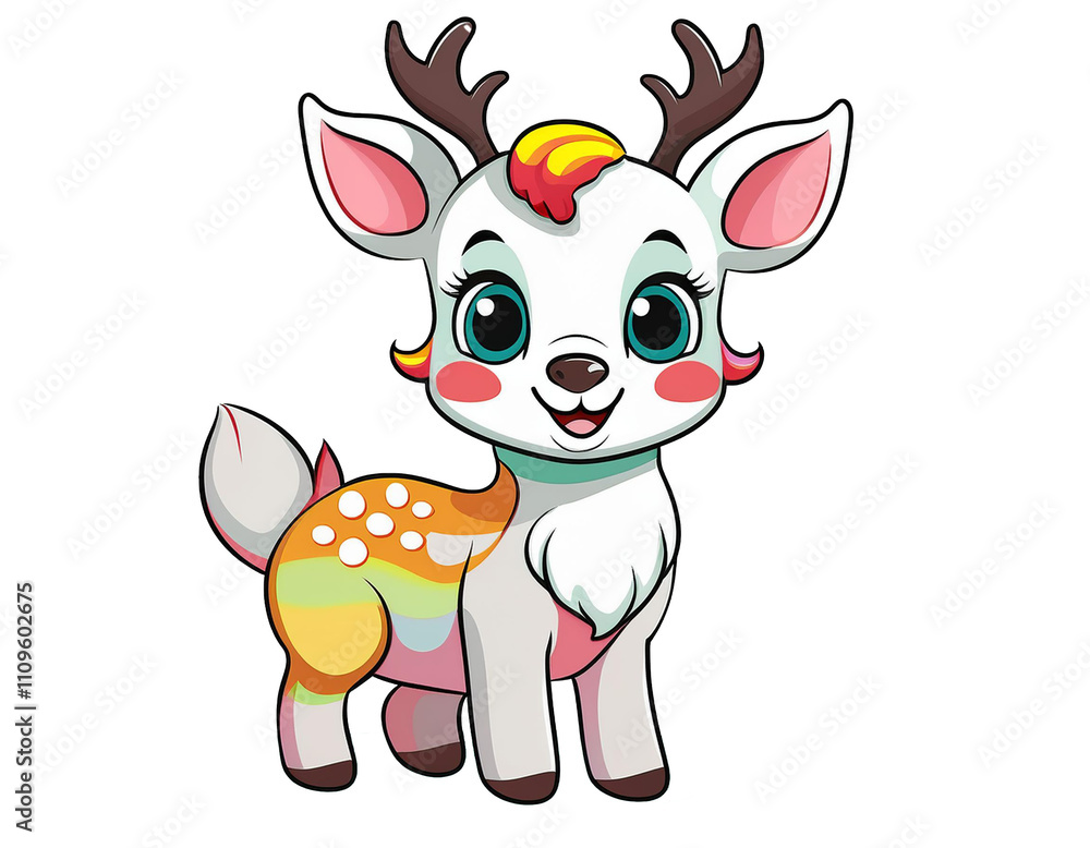 Deer with legs isolated on white background, cutout Deer with legs isolated on white background, cutout