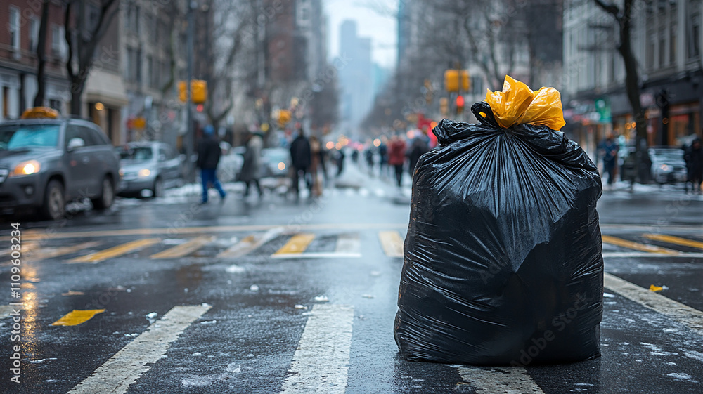 Fototapeta premium Trash Bag on the Street