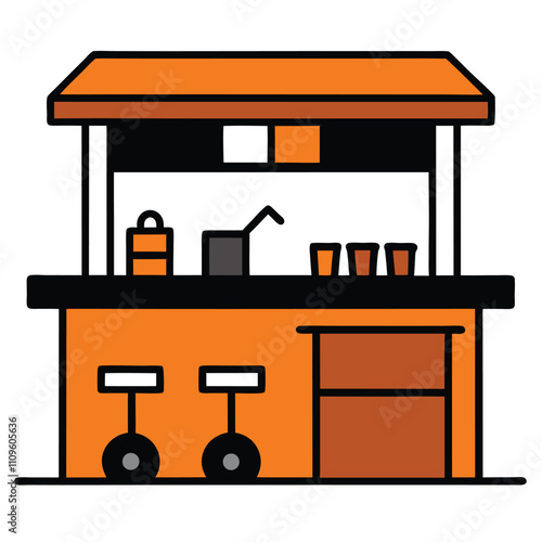 Wooden Kitchen Cart Vector Illustration.