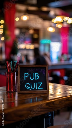 Bar table with chalkboard sign 