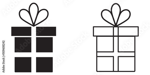 Gift box icons in Trendy Flat style. Gift boxes with ribbon icons Set. Gift box flat line silhouette set.