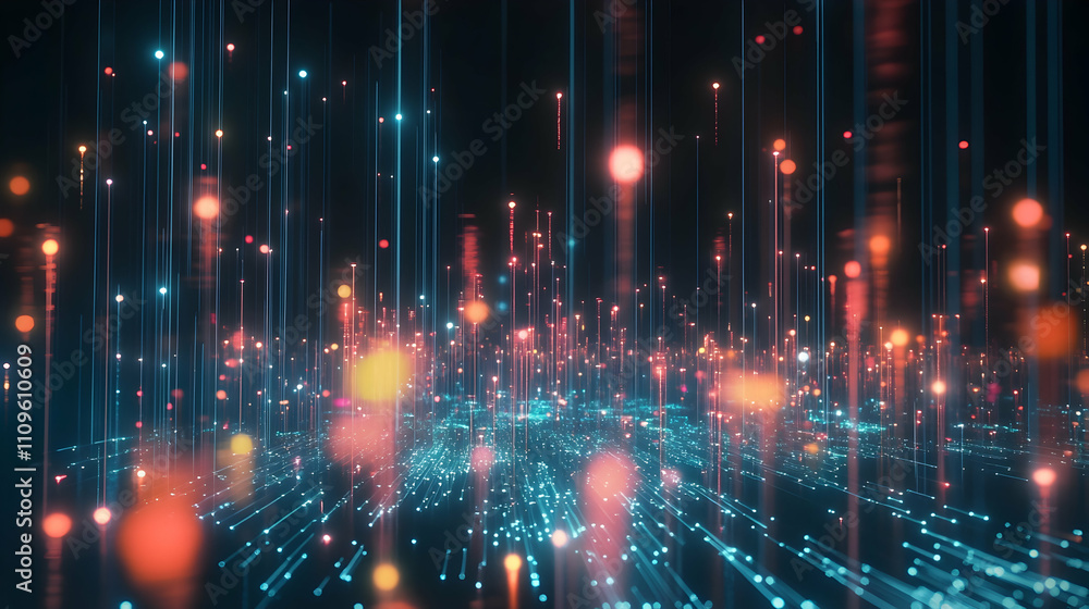 A futuristic field with scattered glowing particles in blue and orange tones, representing the energy and flow of digital data.
A futuristic field with scattered glowing particles in blue and orange tones, representing the energy and flow of digital data.