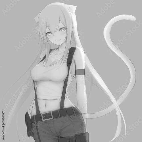 A cute catgirl wandering th...