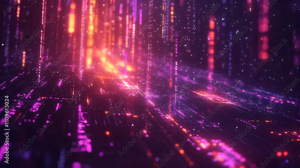 A vertical cascade of radiant pink and purple light beams on a dark background, symbolizing futuristic data streams.
A vertical cascade of radiant pink and purple light beams on a dark background, symbolizing futuristic data streams.