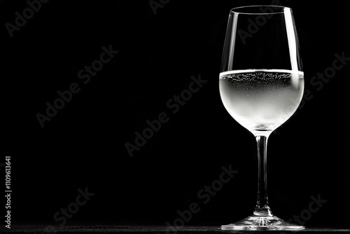 White Wine Glass On Black B...