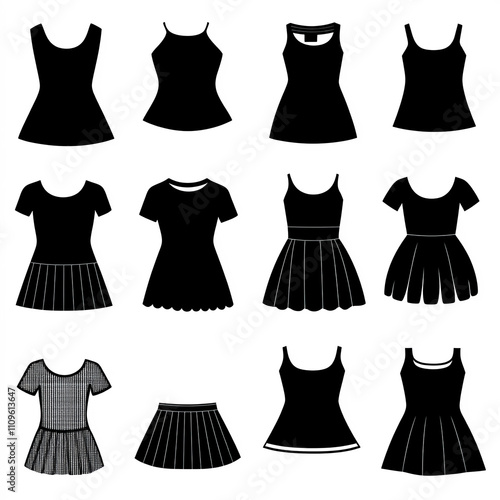 Womens Clothes Silhouettes,...