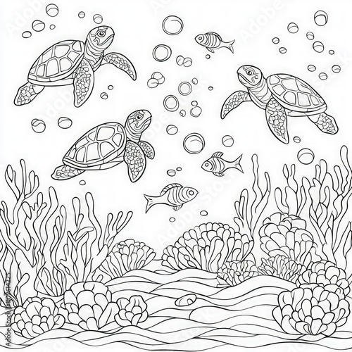 A vibrant underwater scene ...