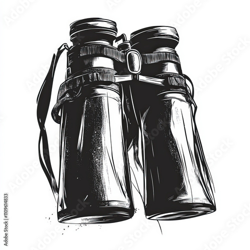 Binoculars Silhouette, Blac...