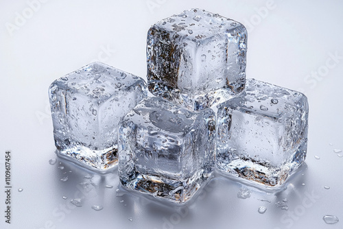 Ice Cubes On White Background