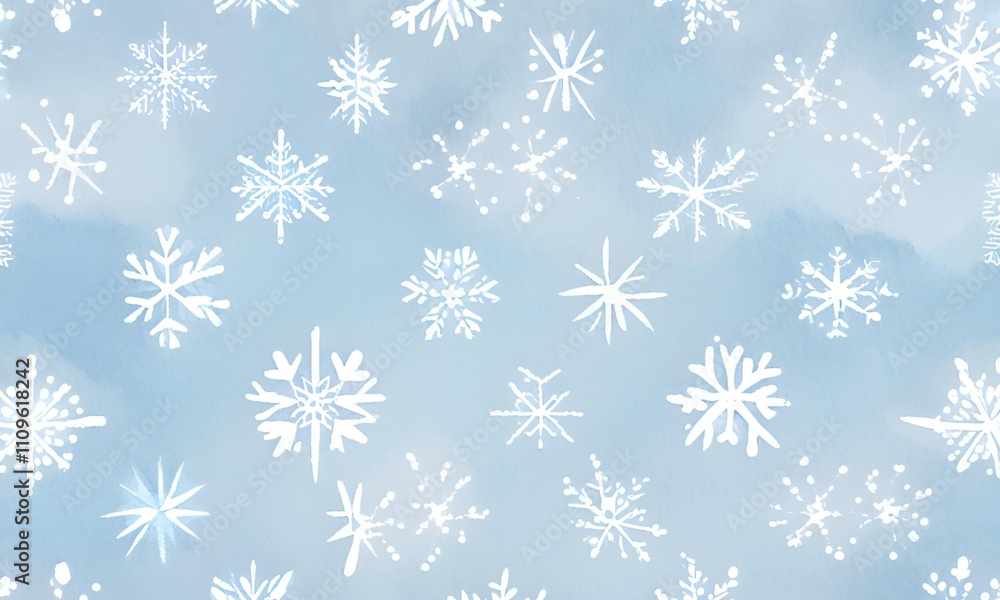 Subtle Snowflake Pattern in frosty white over light blue Subtle Snowflake Pattern in frosty white over light blue