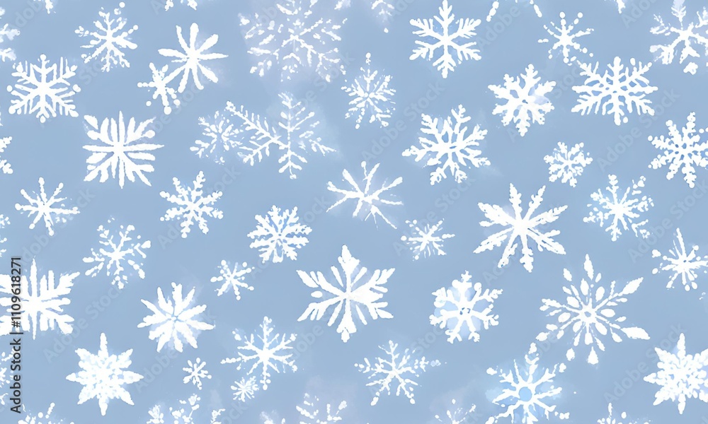 Subtle Snowflake Pattern in frosty white over light blue Subtle Snowflake Pattern in frosty white over light blue
