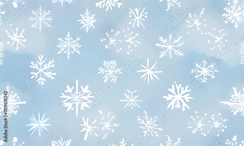 Subtle Snowflake Pattern in frosty white over light blue