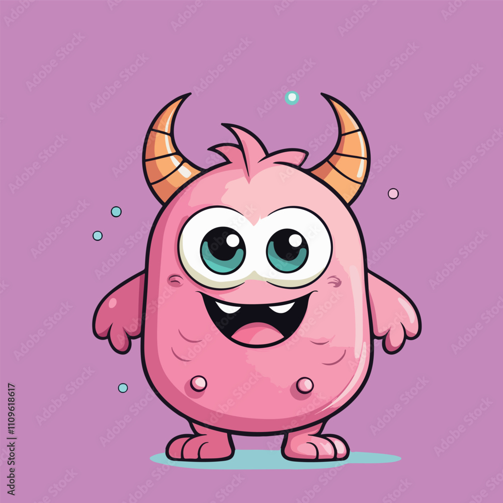 Cute Happy Fluffy Blue Monster Cartoon Illustration Cute Happy Fluffy Blue Monster Cartoon Illustration