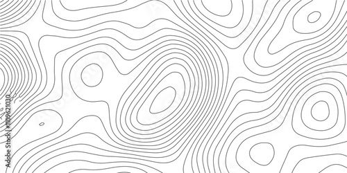 The black grey on white contours vector topography stylized height of the lines. The concept of a conditional geography scheme and the terrain path. Ultra wide. Map vector terrain Illustration.