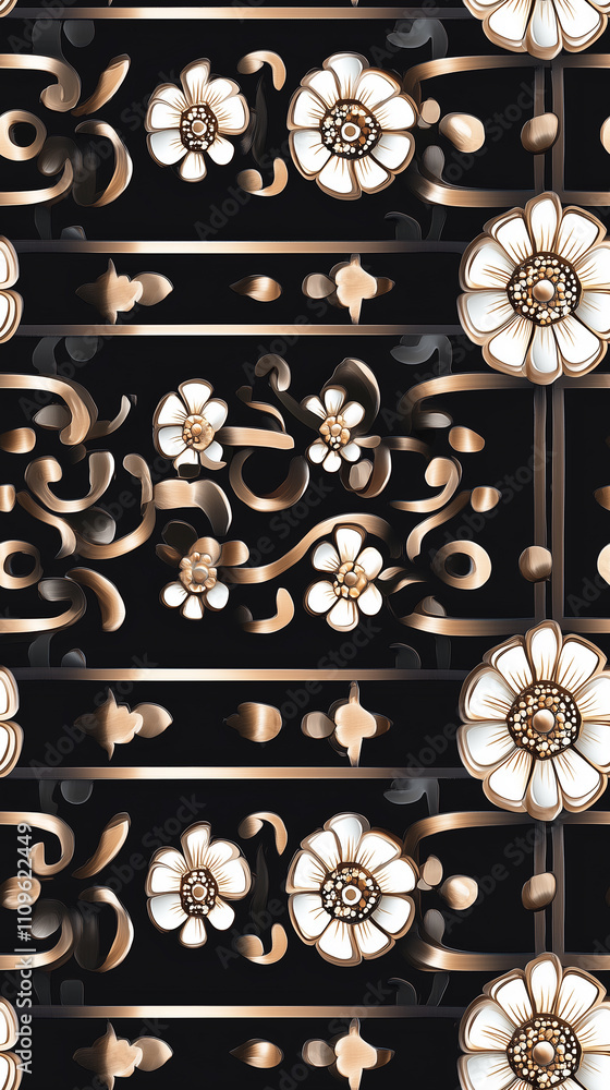 Greek Key Patterns with Classical Flower Motifs, seamless pattern Greek Key Patterns with Classical Flower Motifs, seamless pattern