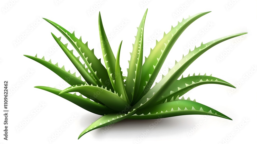 a close-up of a whole Aloe Vera plant on a white background a close-up of a whole Aloe Vera plant on a white background