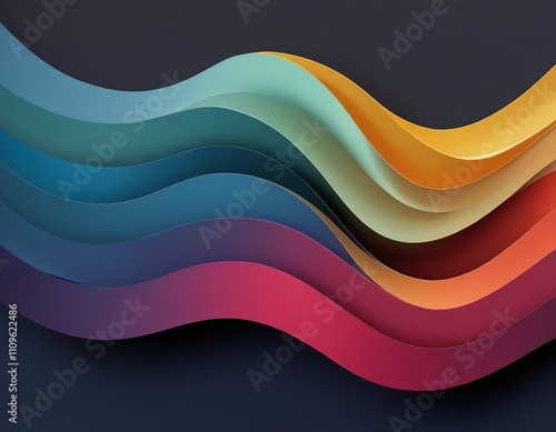 Colorful wavy paper strips creating a vibrant abstract design. photo