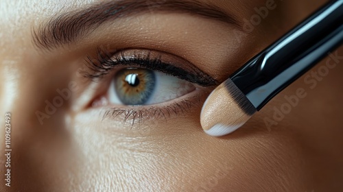 Close-up of a skilled artist applying makeup to enhance natural beauty during a beauty session