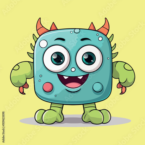 Happy One Eyed Triangle Monster Cartoon Illustration