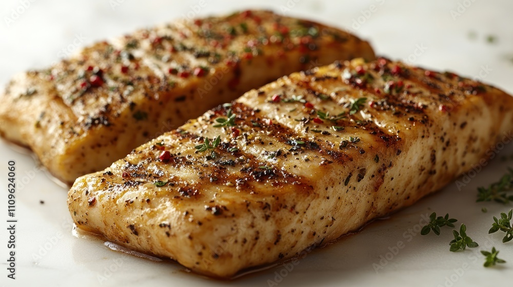 Savory grilled salmon fillets seasoned with herbs and spices for a delightful meal Savory grilled salmon fillets seasoned with herbs and spices for a delightful meal