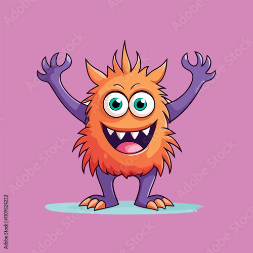 Cute One Eyed Monster Cartoon Character Illustration