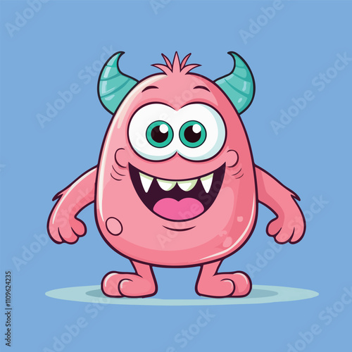 Happy Orange Monster Cartoon Character Illustration Cute Friendly Fun Playful Design