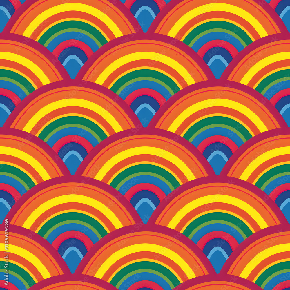 Fototapeta premium Rainbow Arcs Seamless Pattern