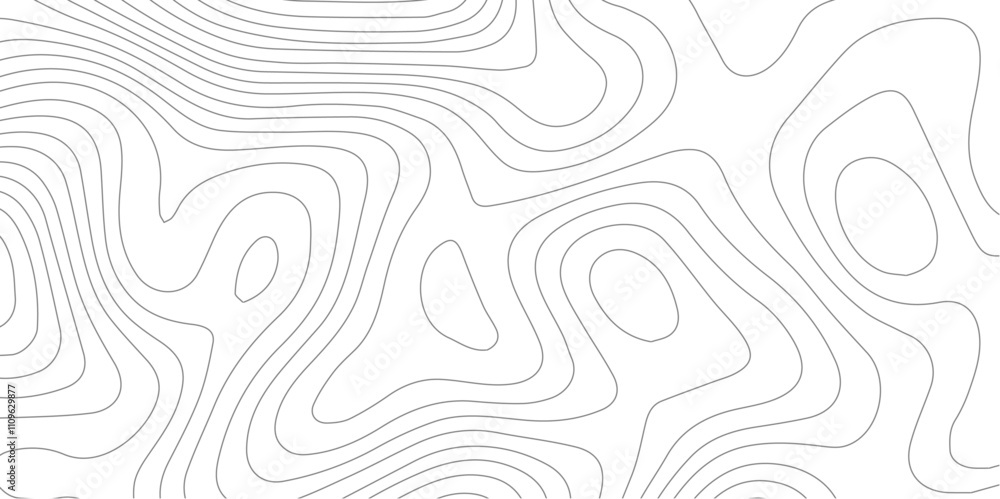 Fototapeta premium The black grey on white contours vector topography stylized height of the lines. The concept of a conditional geography scheme and the terrain path. Ultra wide. Map vector terrain Illustration.