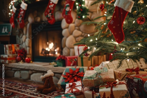 Cozy Christmas Eve gathering with family unwrapping gifts