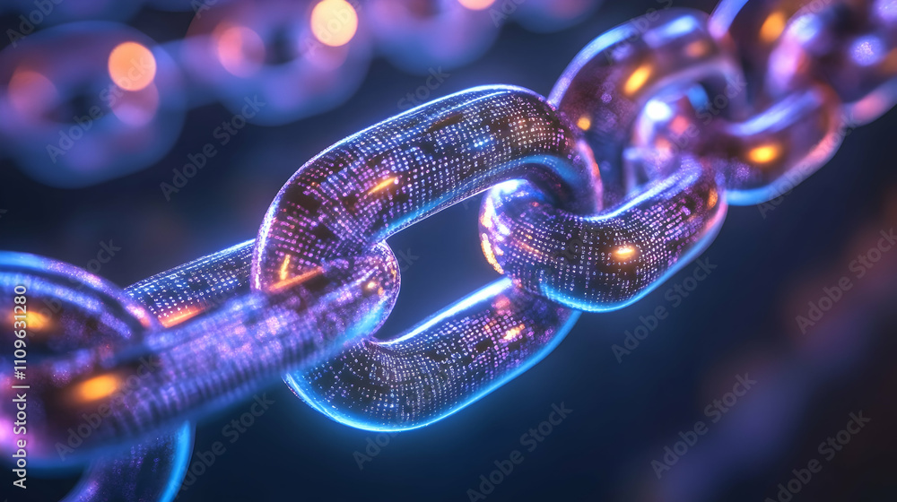 A close-up of a glowing chain with purple and blue lighting effects, symbolizing digital security and connected systems.
A close-up of a glowing chain with purple and blue lighting effects, symbolizing digital security and connected systems.