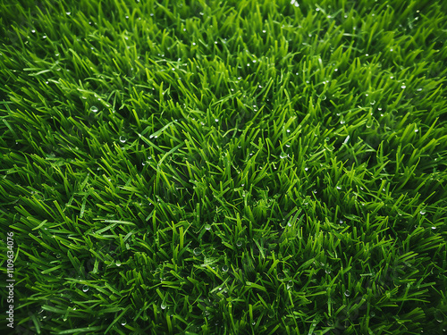 Soccer field covered with textured green grass