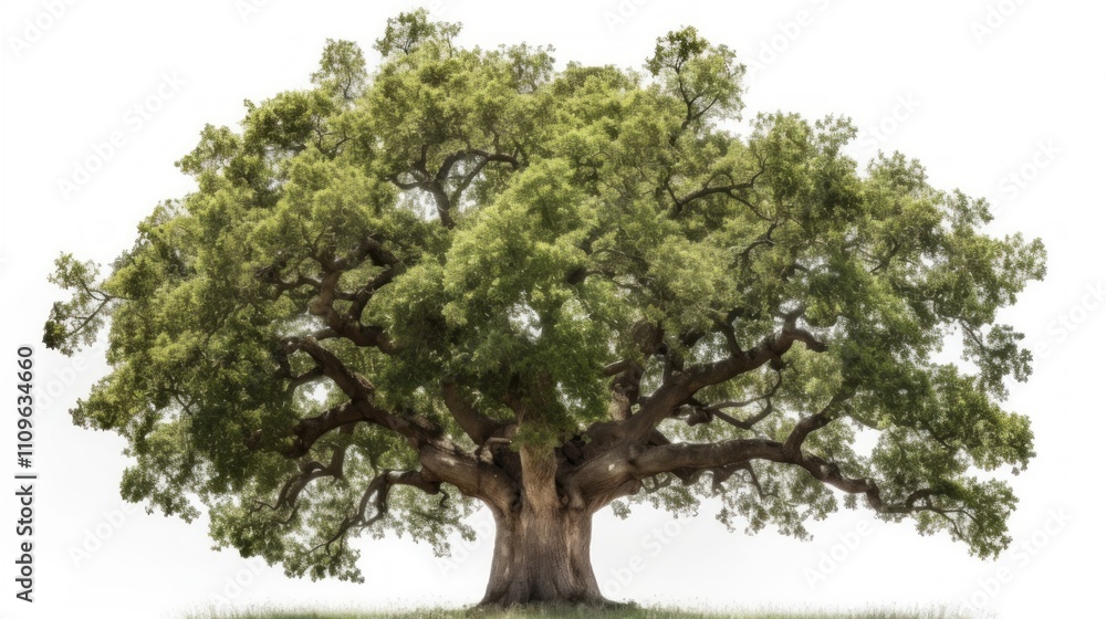 Majestic Ancient Oak Tree on White Background Majestic Ancient Oak Tree on White Background