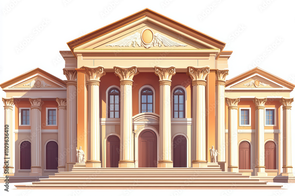 Fototapeta premium grand classical building with majestic columns and intricate details, showcasing stunning architectural design. structure features symmetrical facade and elegant staircases