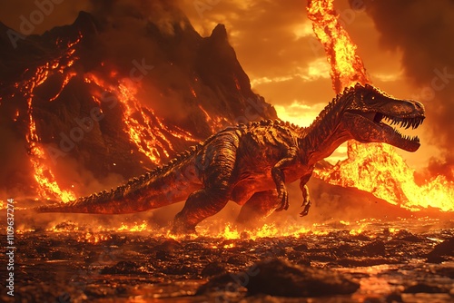 dinosaurs extinct because mountains erupted due to lava or magma video looping stock 4k quality photo