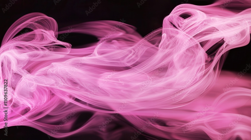 Fototapeta premium Colorful Smoke Wave Pattern with Light and Flowing Shapes on Black Background