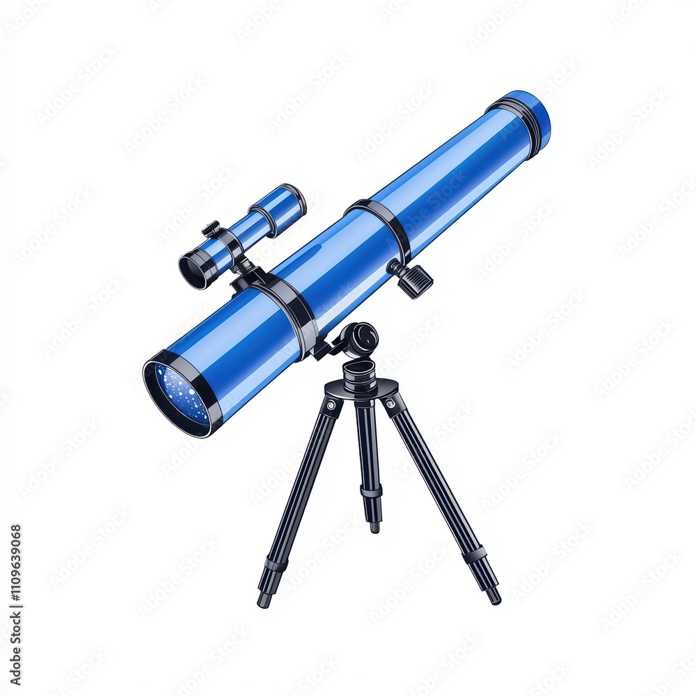 Bright blue telescope on sturdy tripod for stargazing adventures, perfect for exploring night sky and observing celestial bodies Bright blue telescope on sturdy tripod for stargazing adventures, perfect for exploring night sky and observing celestial bodies