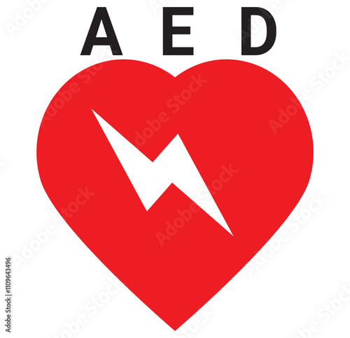 AED vector icon. Emergency defibrillator sign or icon. AED AID CPR. Vector red isolated icon CPR. EPS 10 