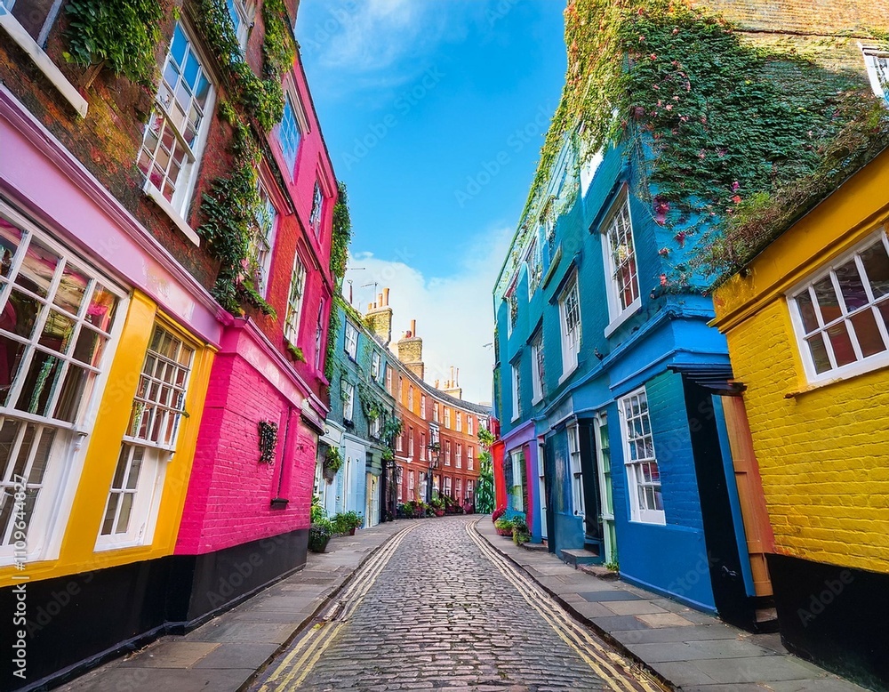 Obraz premium colorful buildings at neal s yard a small alley in covent garden london uk