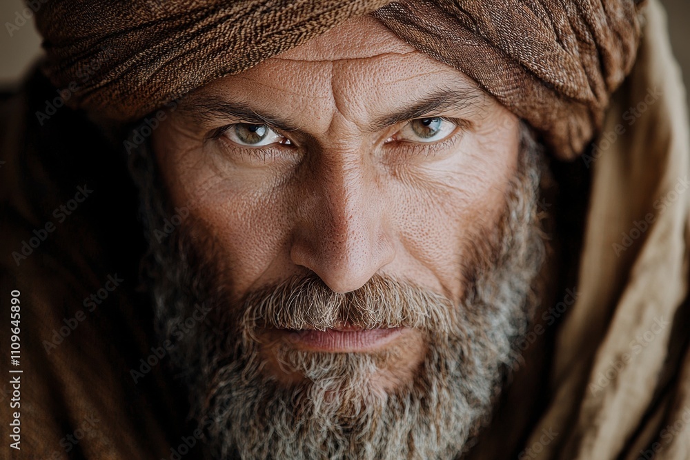 Weathered face of an elderly man with a beard Weathered face of an elderly man with a beard