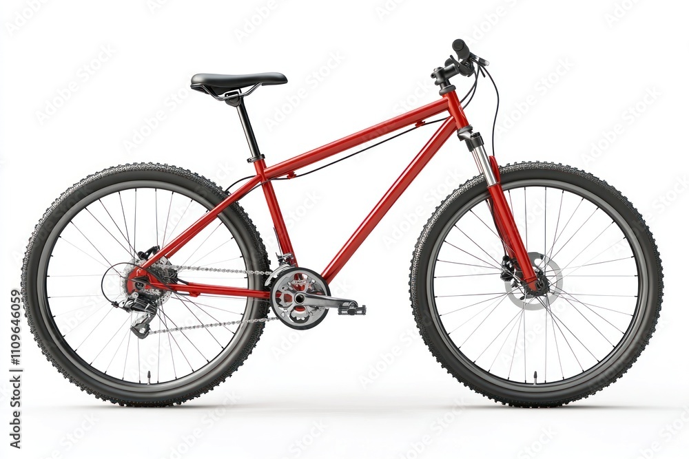 Red mountain bike isolated on white background. Red mountain bike isolated on white background.