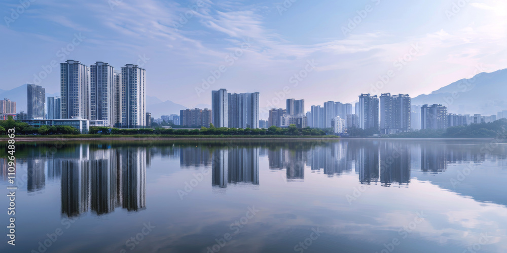 Obraz premium city with skyscrapers and parks bird's eye view Generative AI