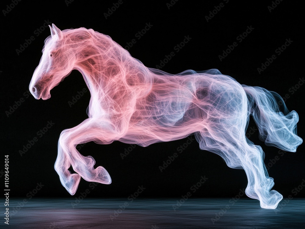 Ethereal horse silhouette in motion Ethereal horse silhouette in motion