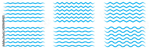 Wave line and wavy zigzag lines. Black underlines wavy curve zig zag line pattern in abstract style. Geometric decoration element. Vector illustration.